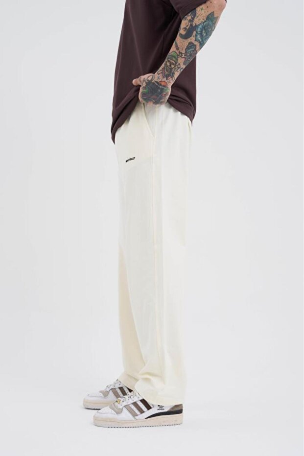 Relaxed Basic Baggy Sweatpants Ecru - 6