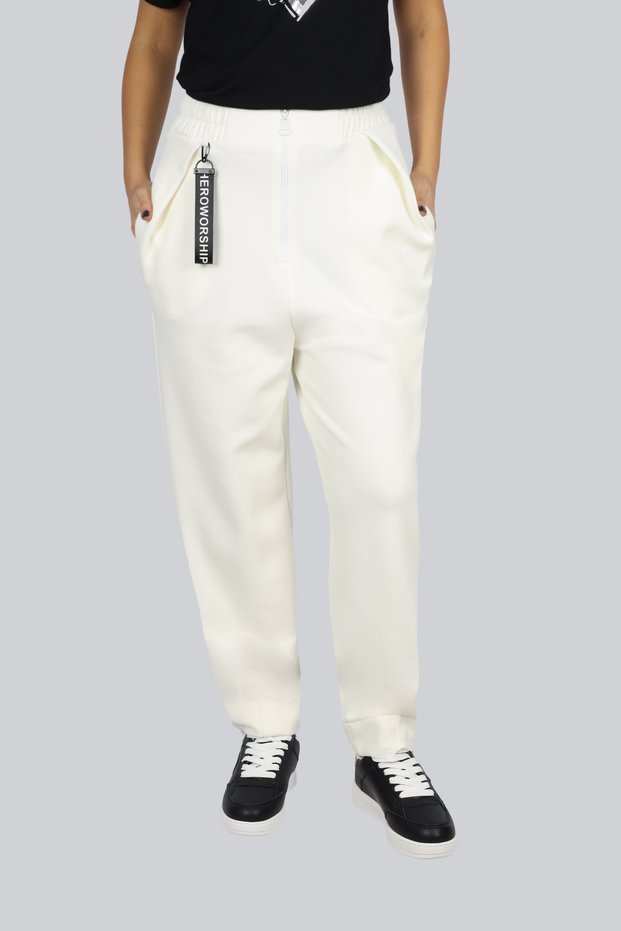 Women's Regular Fit Cotton Straight Leg Ecru Trousers