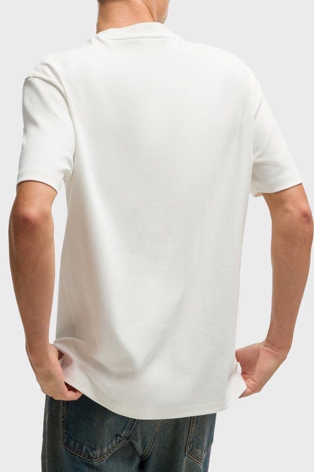 Erkek Sıfır Yaka Marka Logolu Beyaz T-Shirt - 2