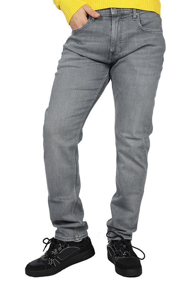 Men's Denim Jeans with Pockets, Regular Fit, Daily Use, Gray Jeans