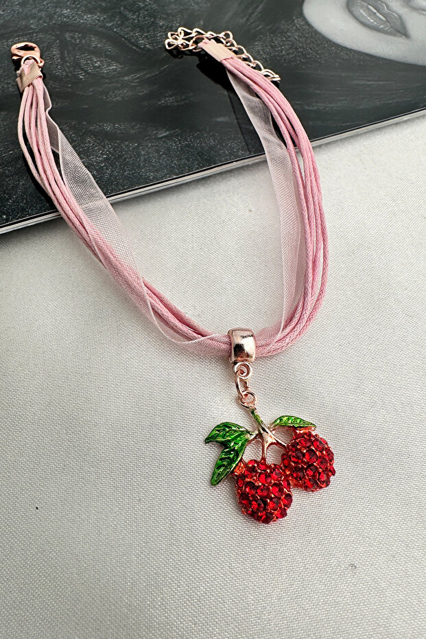 Pink Stringed Cherry Figured Anklet (Size: 20+5 cm) - 3