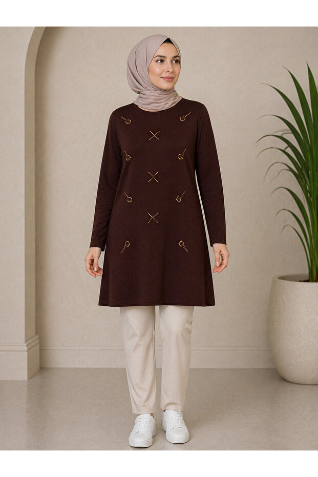 Medium Stone and Above Mother Combed Cotton Tunic 30644