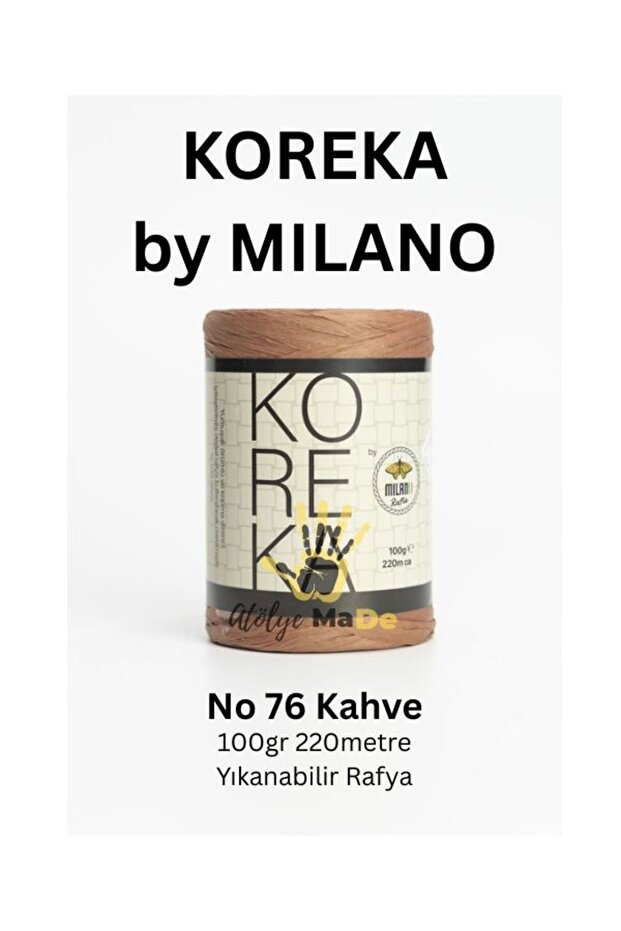 Koreka by - 76 Kahve Tek Yumak 100Gr 220Meters Washable Raphia