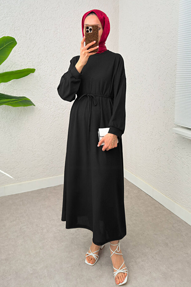 Bat Sleeve Hijab Dress 2239 - Black