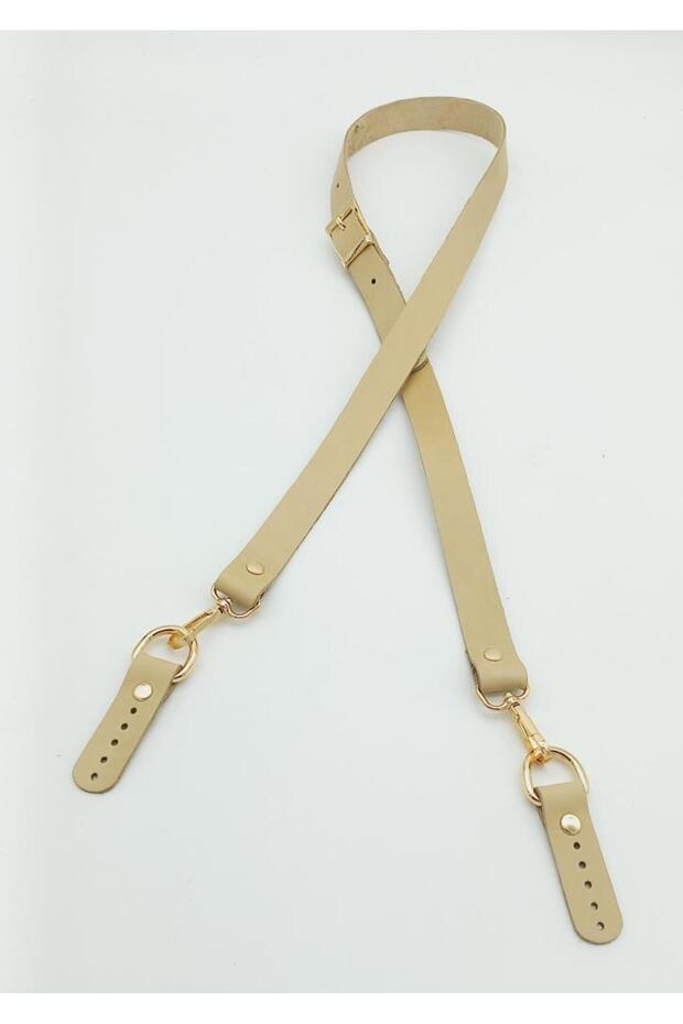 Real Leather Long Handle - 2X130 Raw, Light Gold Metal Bag Accessory