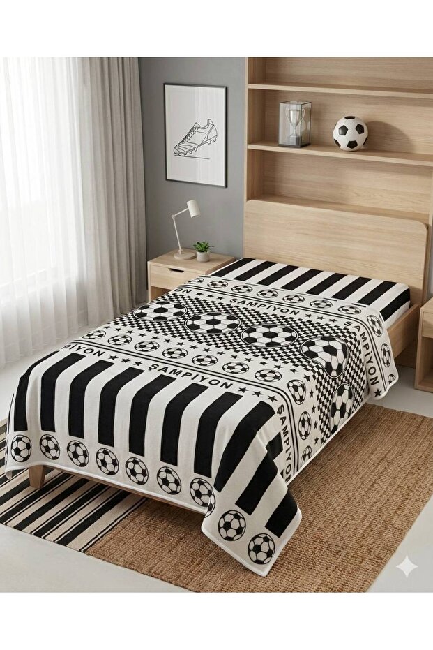 نمط المروحة 150x240 سم. بيكيه فردي - أسود - أبيض