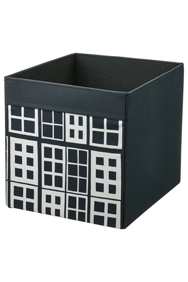 DRÖNA Box, black/patterned, 33 x 38 x 33 cm