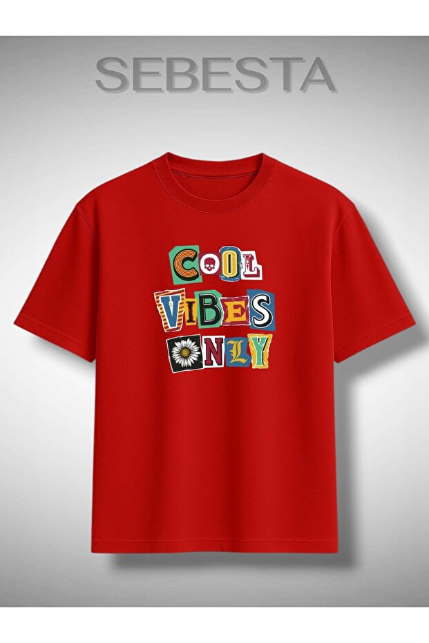 Çok Vibes Only Printed Premium Oversize T-Shirt