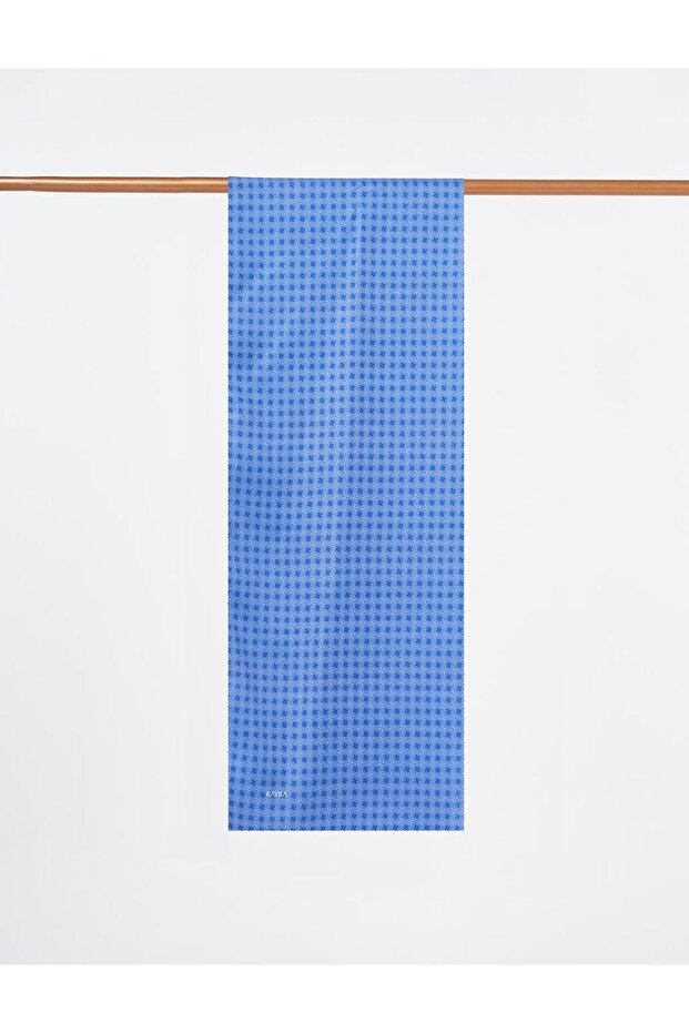 Checkerboard Pattern Shawl Indigo - 1