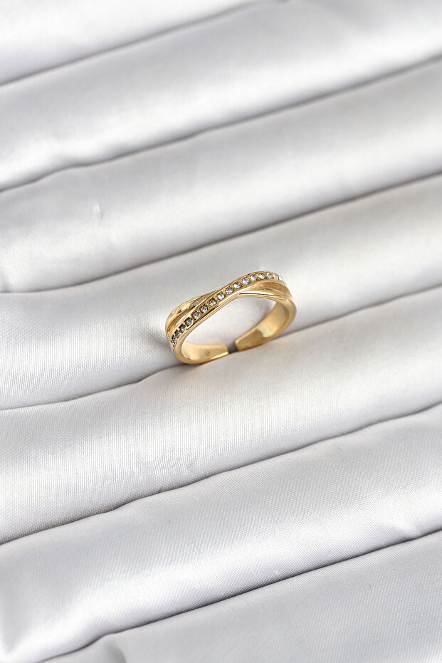 Gold Color Zircon Stone Women's Ring - Ebj260418W41955