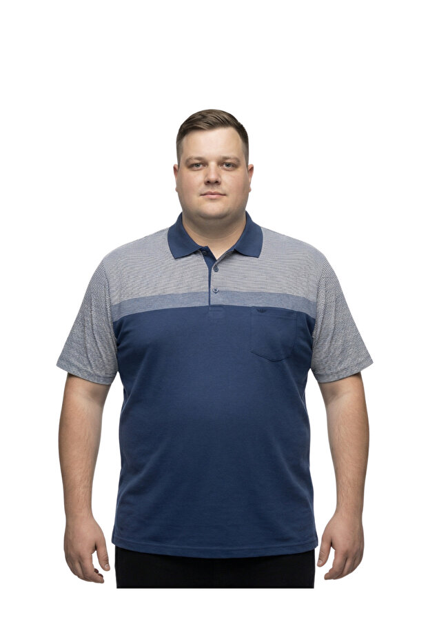 Men's Plus Size Melange Aviator Polo Collar Short Sleeve Punto T-Shirt 5Xl-6Xl-7Xl-8Xl