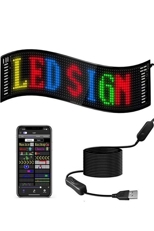 لوحة مصفوفة LED RGB ذات هيكل مرن، شاشة عرض نصية متحركة يمكن التحكم بها عبر التطبيق