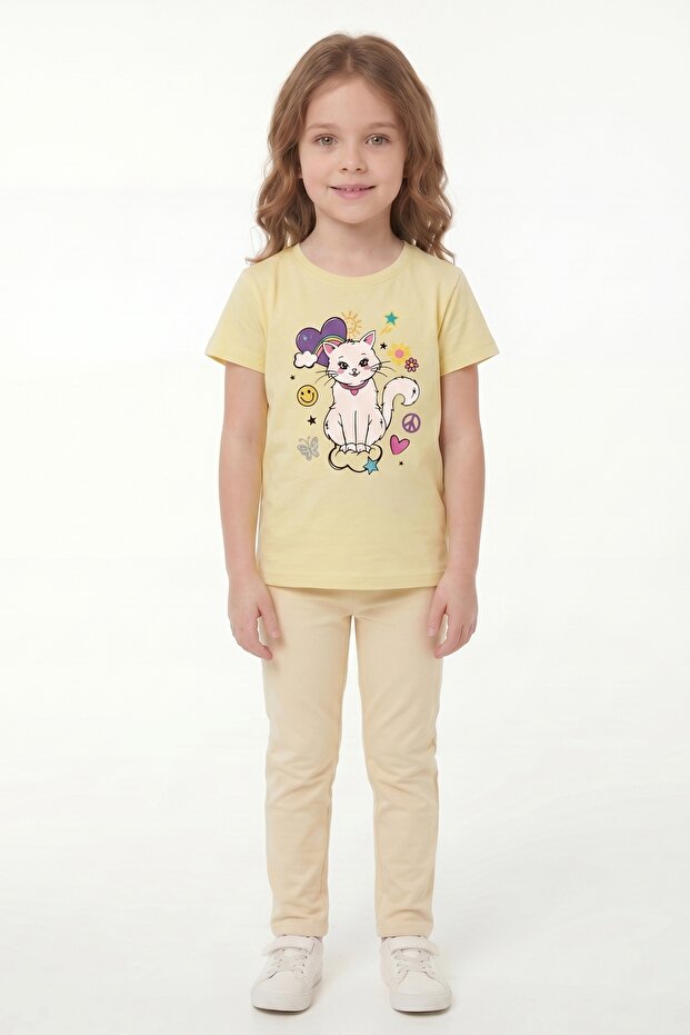 Printed Short Sleeve Girls' T-Shirt B7