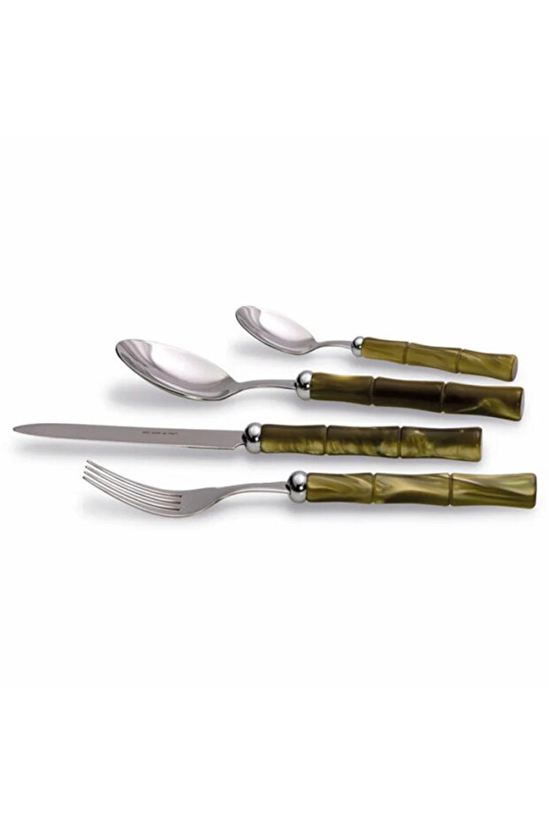 Bamboo Olive Green 75 Piece Cutlery Set