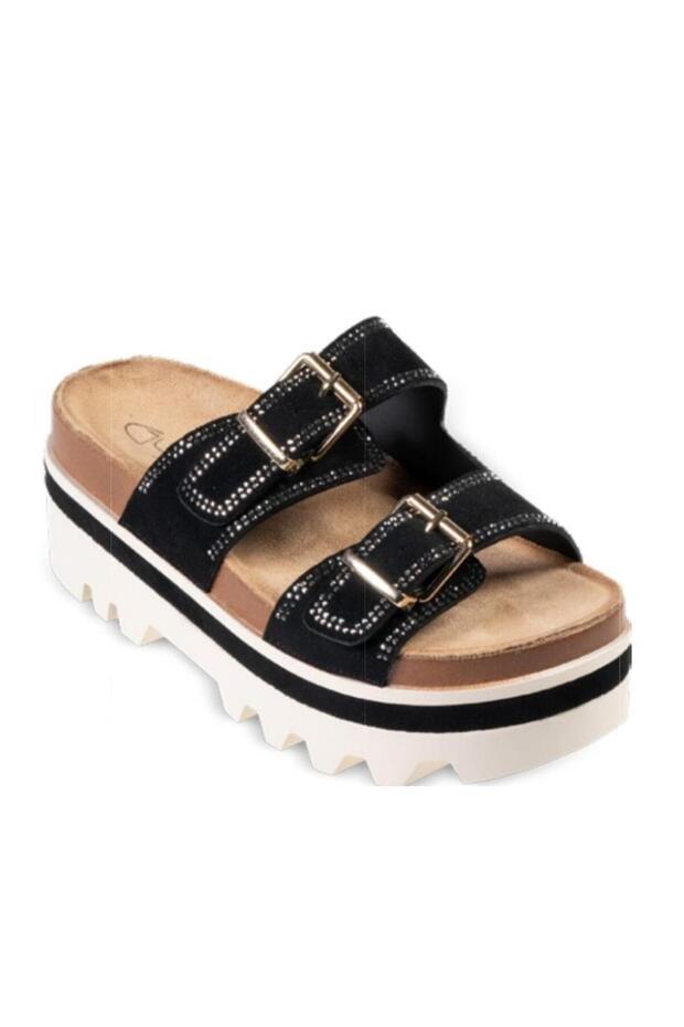 26Y221 Women's 36/41 Thick Sole Double-Strapped Stone Premium Slippers