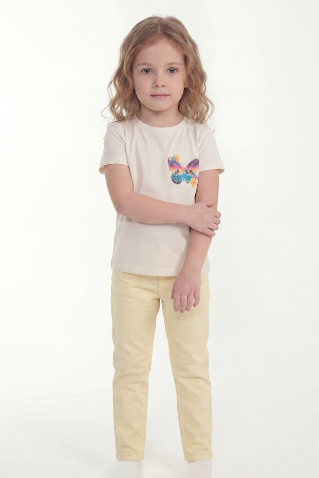 Printed Short Sleeve Girls' T-Shirt B12