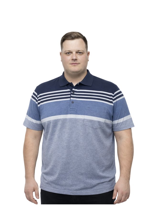 Men's Plus Size Melange Air Force Polo Collar Short Sleeve Striped T-Shirt 3Xl-4Xl-5Xl-6Xl