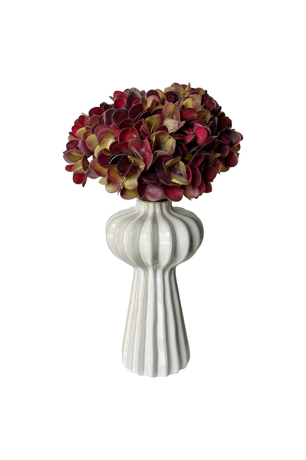 5Pcs Artificial Hydrangea Flowers with Vase, Silk Fake Flowers Arrangements for Home Office Decor