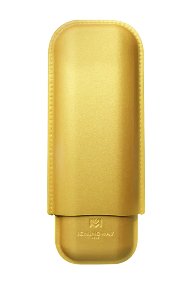 Premium Leather Cigar Case 2 Capacity – Gold Edition