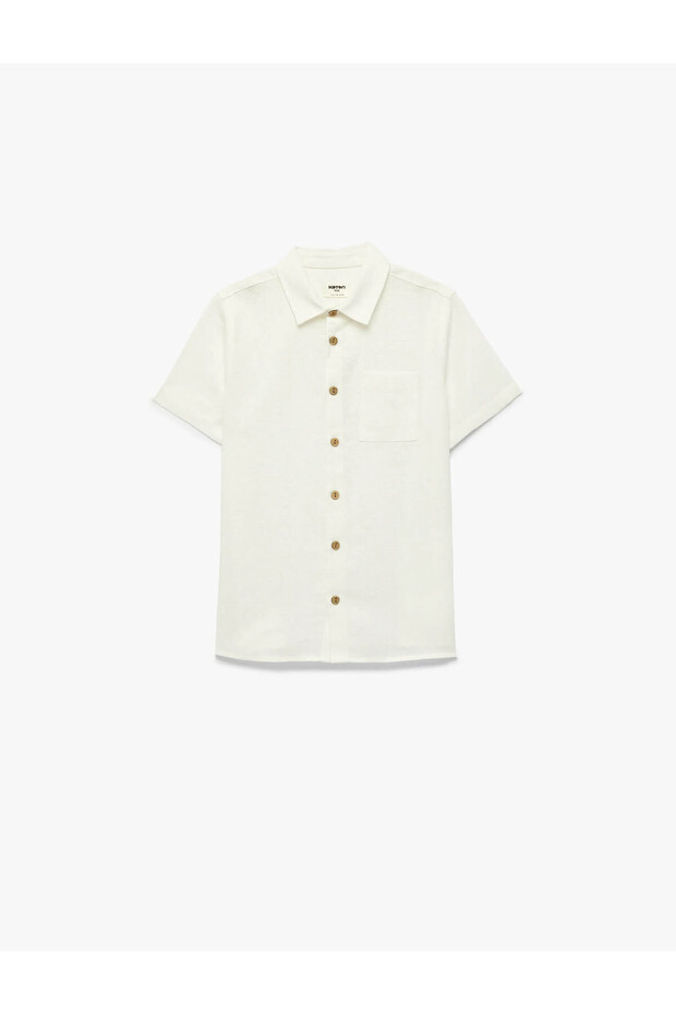 Off-White Boys' Shirt with Linen and Viscose Blend 6Skb60023Tw