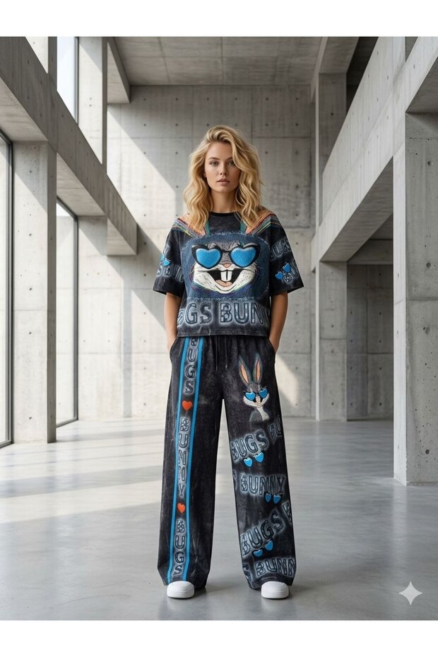 Trend Special Stone Print Embroidered Tracksuit Set2