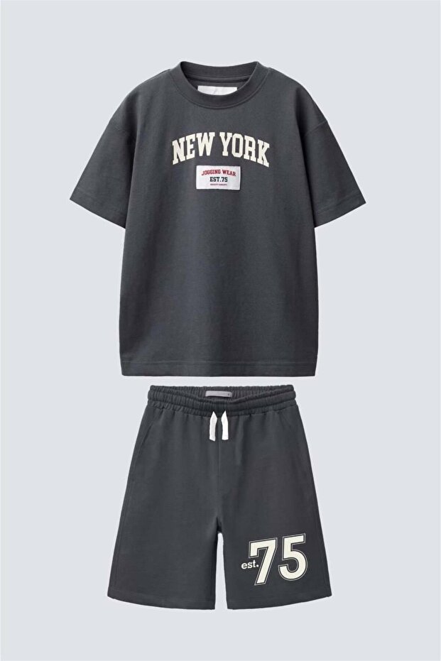 Big Age Group Boys Anthracite Shorts T-Shirt Set