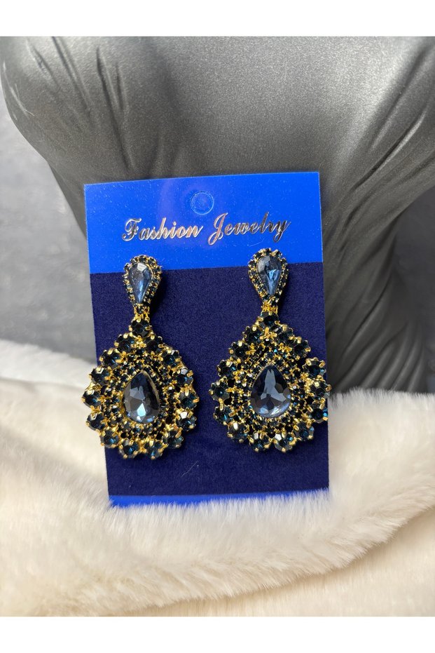 Elegant Crystal Stone Model Bridal Wedding Henna Earrings