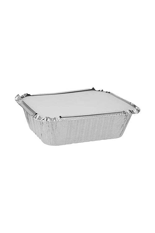 10 pcs Rectangular Aluminium Containers with Lid 420 cc