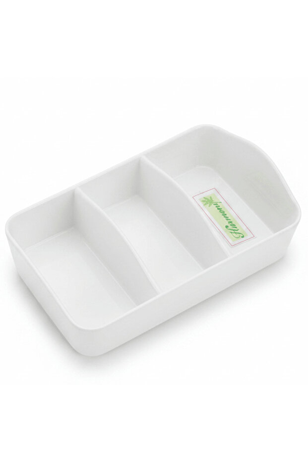 Premium White 3-Section Melamine Tea Bag Organizer Tray