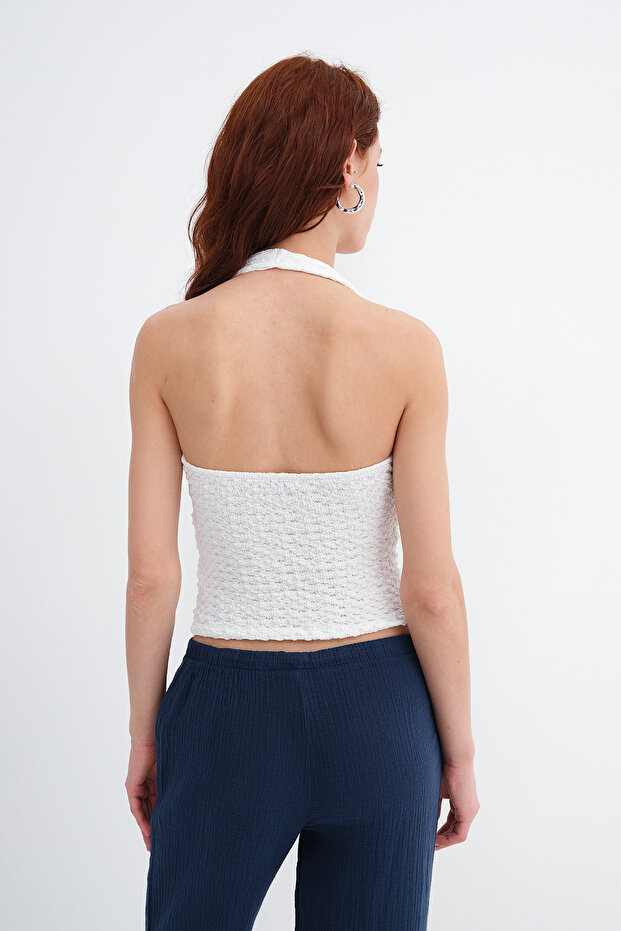 Textured Blouse with Neck Strap B0565 - 6