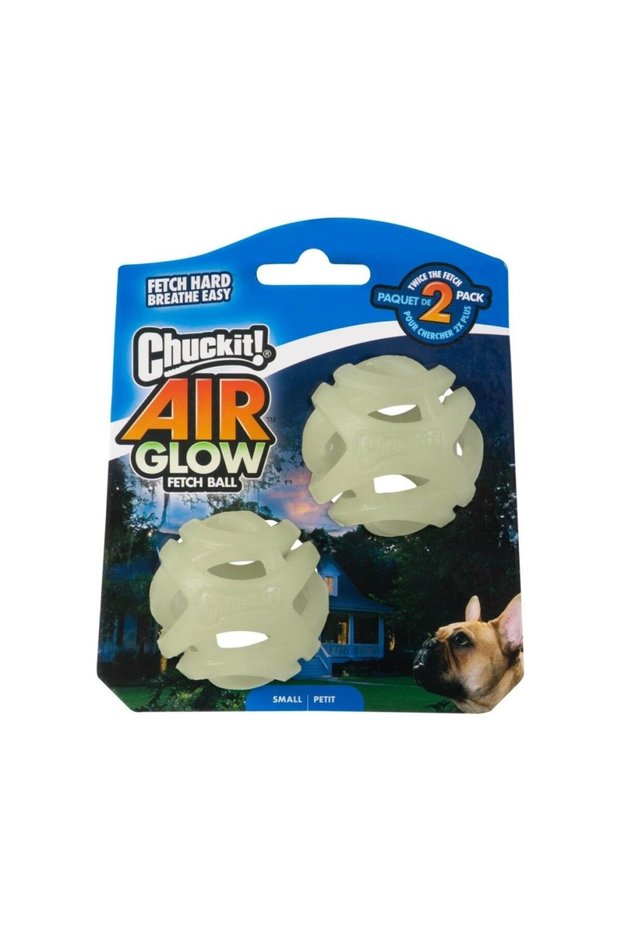 ! Max Glow Air Fetch Night Glowing Dog Play Ball 2-Pack (Small Size)