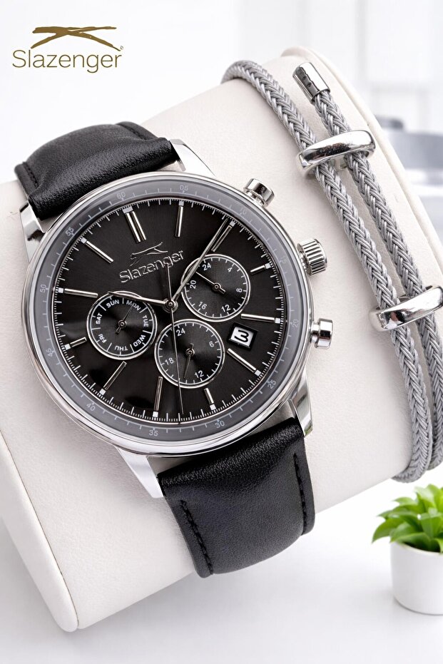 Leather Cord Internal Functions Active 10 Atm Water Resistant Men's Wristwatch Esl.9.2539.X3
