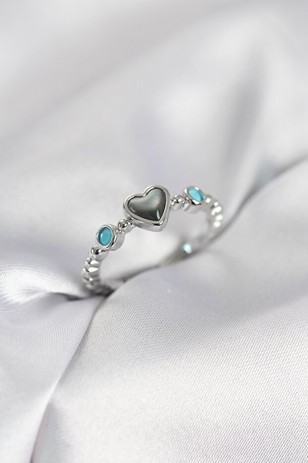 Silver Color Hematite Stone Women's Ring
