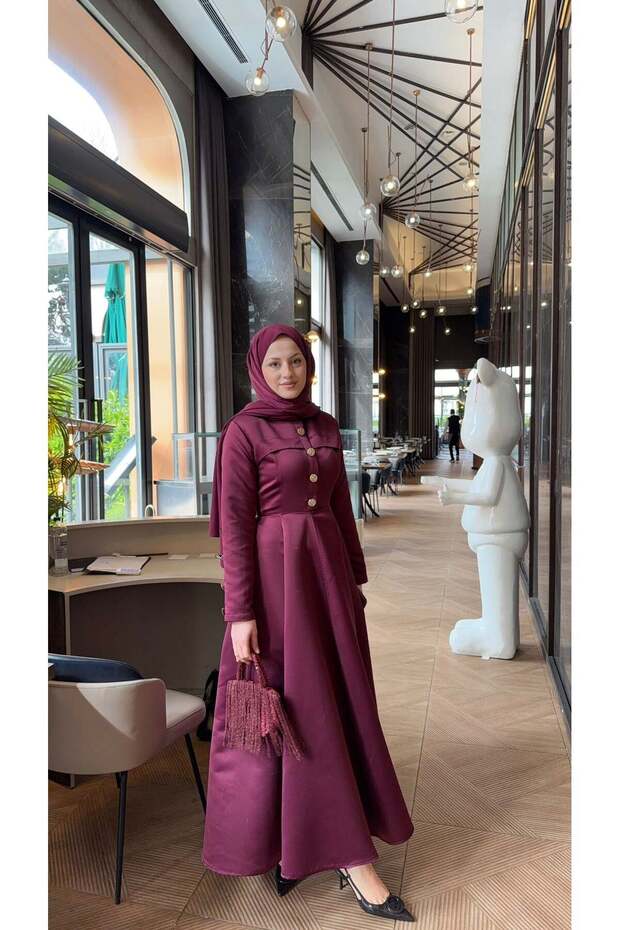 Flounce Button Detailed Dress - 2