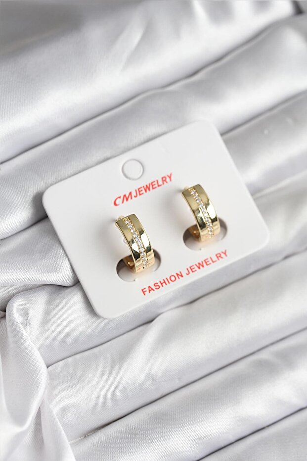 Plated Zircon Stone Hoop Model cm Women's Earrings