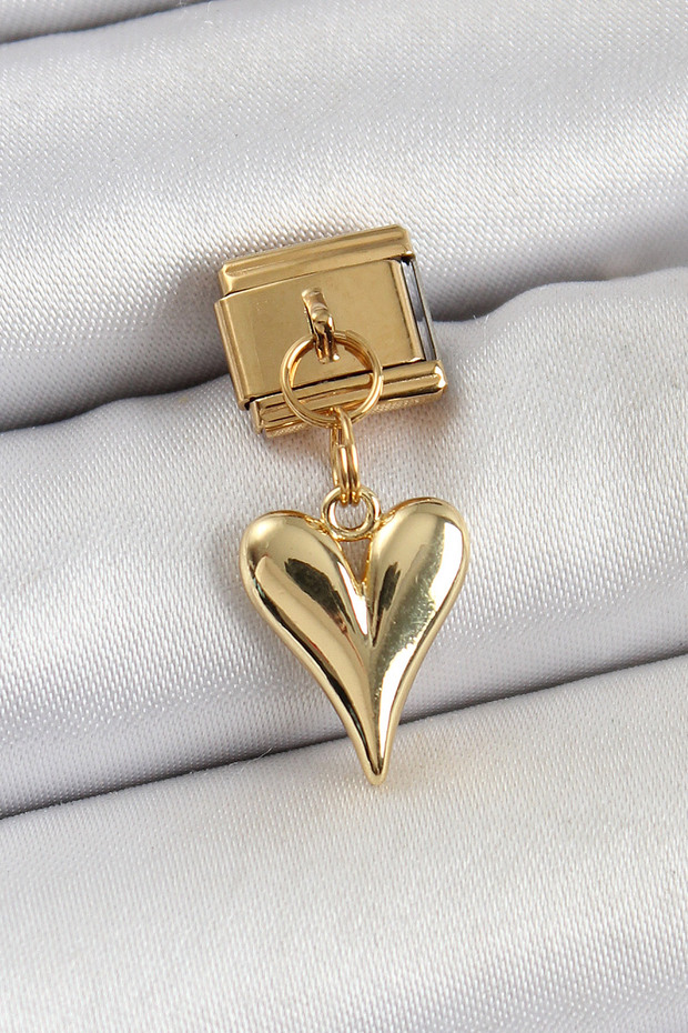 316L Steel Dangle Heart Model Gold Color Charm