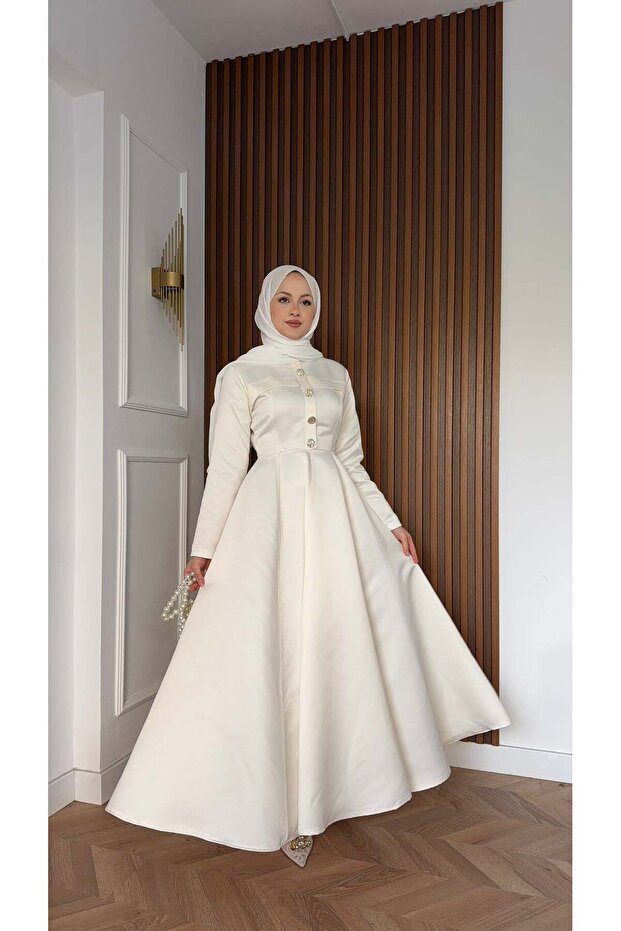Flounce Button Detailed Dress