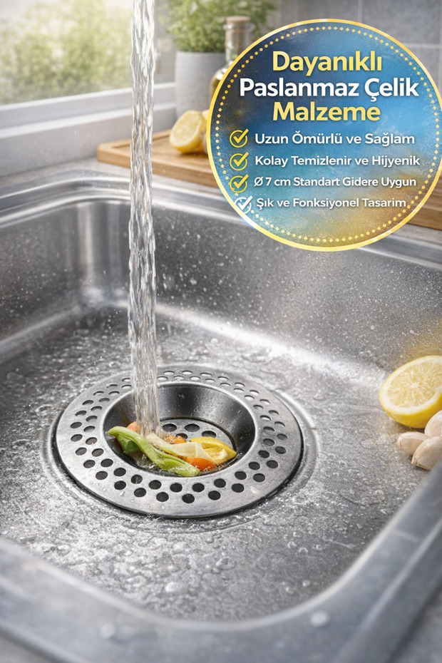 1 Piece Portable Stainless Steel Sink Strainer 7 cm Drain Filter Kitchen Bathroom Anti-Clogging