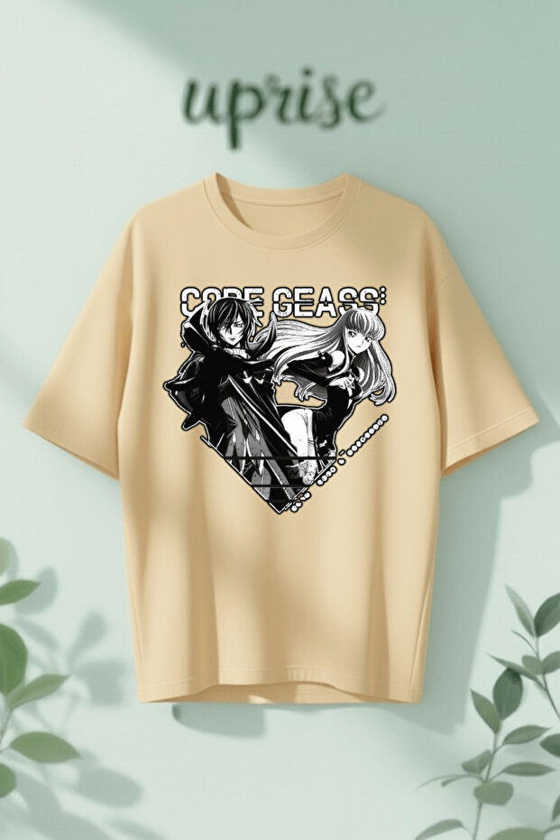 تي شيرت قطني كبير الحجم مطبوع عليه Code Geass