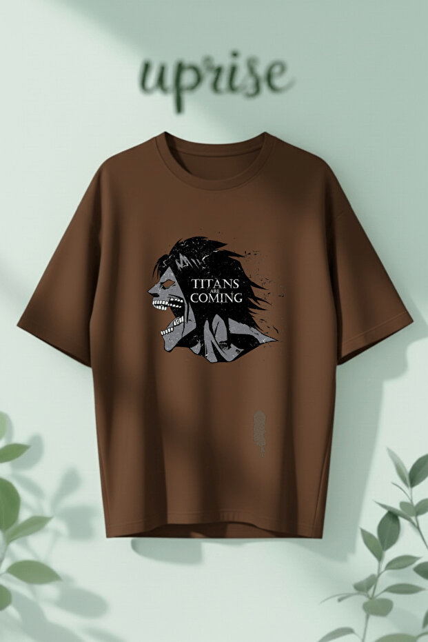 Attack on Titan Anime Titans Are Coming Printed Cotton Oversize T-Shirt