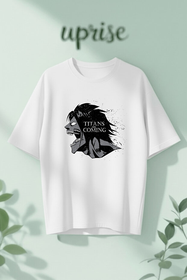 Attack on Titan Anime Titans Are Coming Printed Cotton Oversize T-Shirt