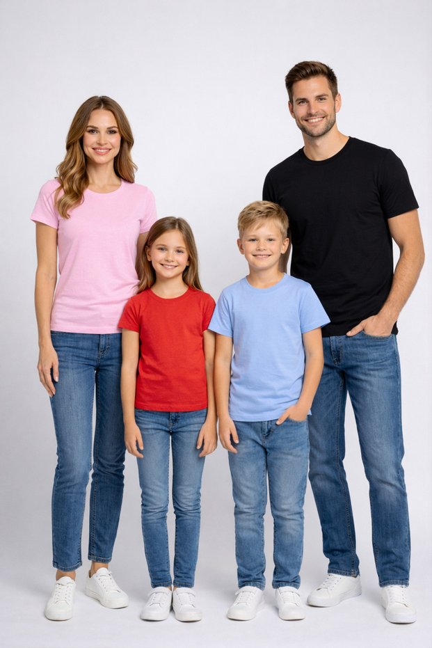 Family Kids Combination Oversize T-Shirt Twin T-Shirt Mixed Family Style Simple Printed (Sold as a Single Item)