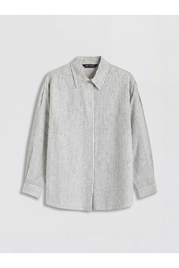 Lcw Modest Striped Linen Blend Women's Shirt
