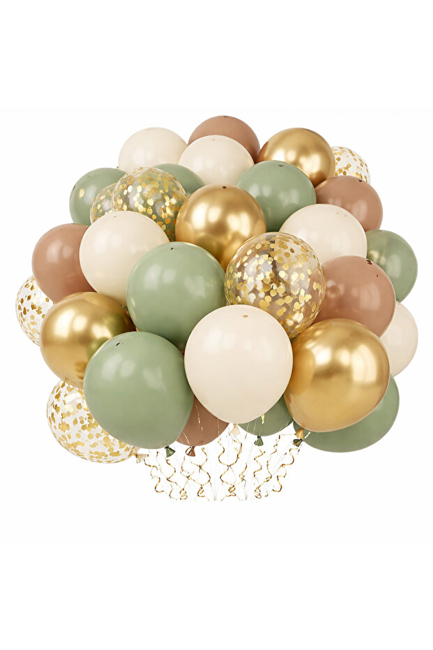 Mildew Green & Gold Natural Tone Balloon Set (30 Pieces)