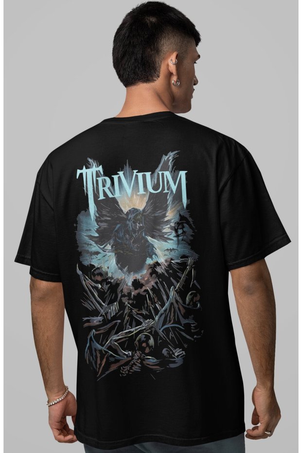 Trivium Rock Metal Music Band Back Printed Unisex Oversize T-Shirt