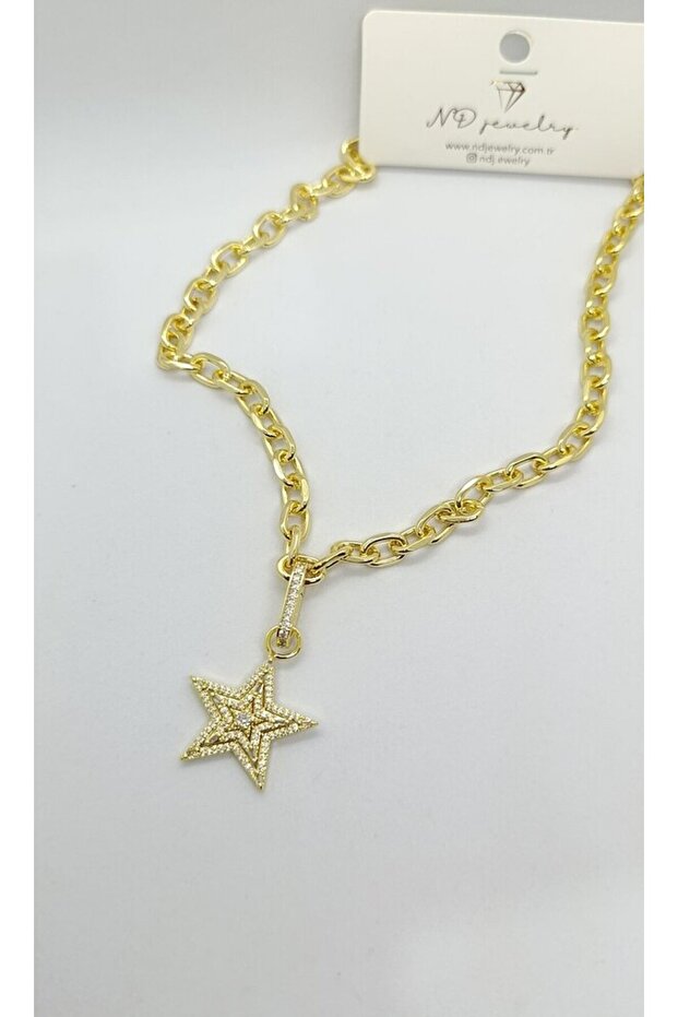 Removable Star Pendant Gold Chain Necklace (42+5 cm)