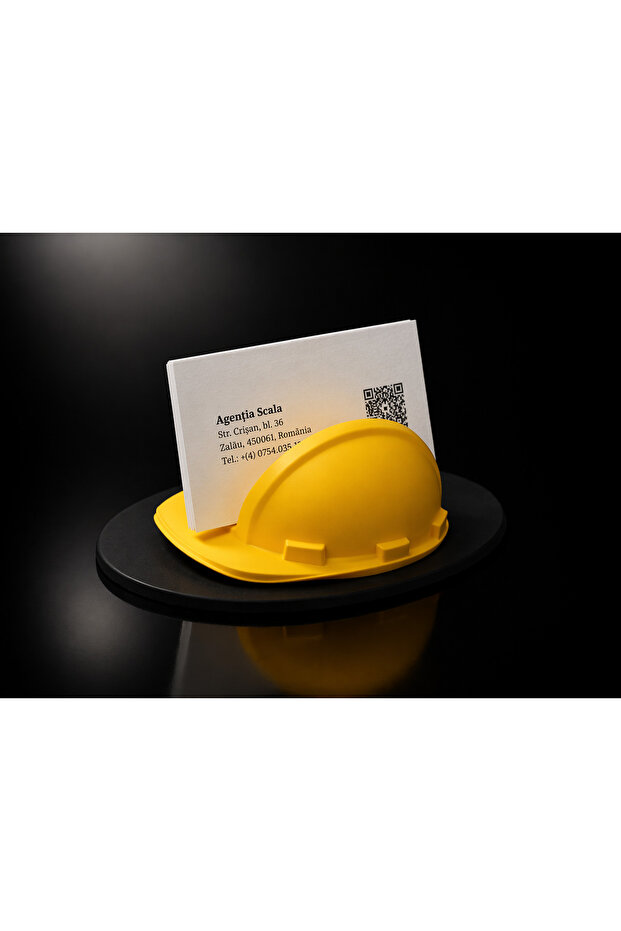 Construction Helmet Design Business Card Holder Tabletop Decorative Office Accessory Special for Engineers and Architects