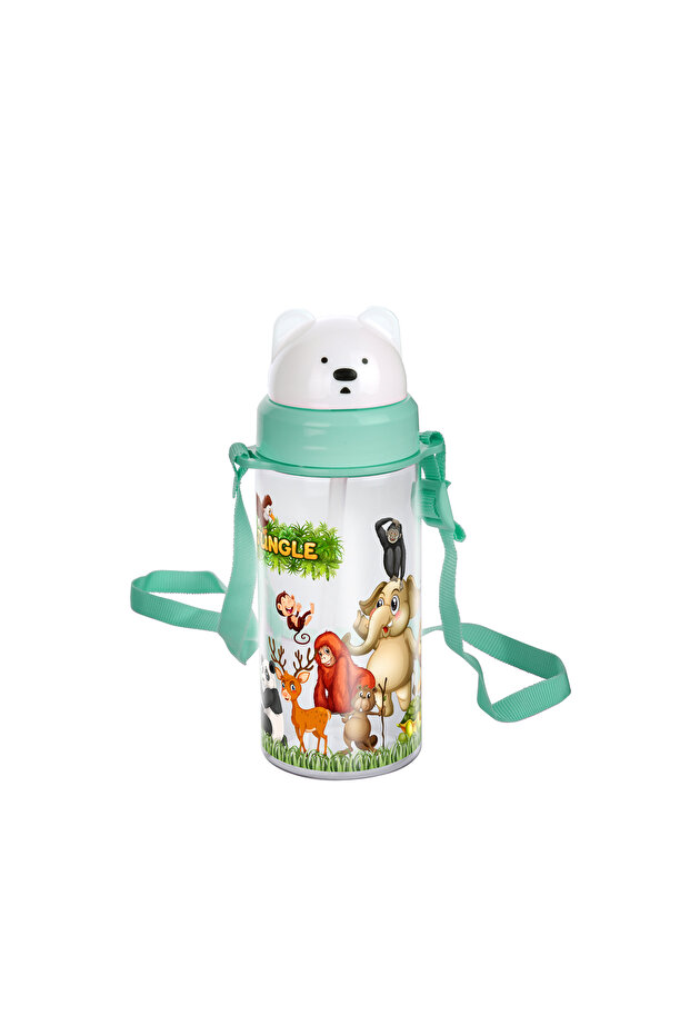 Emilahome Glossa Patterned Children's Water Bottle with Slide Lid and Straw 400 ml