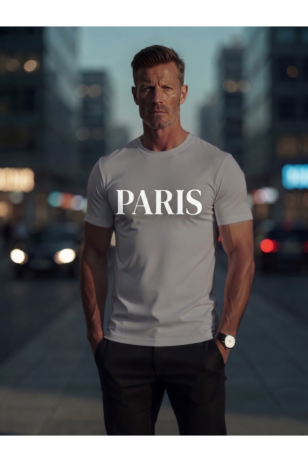 تيشيرت كبير الحجم مطبوع عليه باريس بريميوم للجنسين