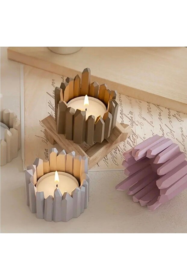 Crystal Kaya Tealight Candle Holder, Mini Flower Pot Silicone Mold K-1559, Stone Powder Polyester Plaster Mold